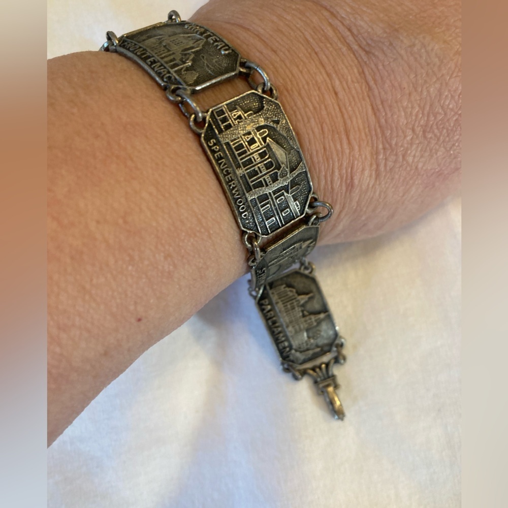 Quebec City Canada Vintage Souvenir Metal Panel Bracelet - Picture 7 of 11